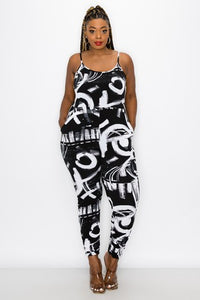 "Laticia" Graffti Jumpsuit with Pockets