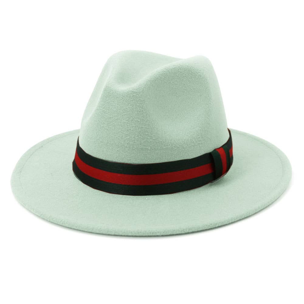 Mint Fedora with Green Red Green Belt