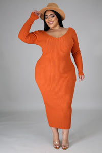 Plus Size Orangeade Ribbed Dress