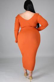 Plus Size Orangeade Ribbed Dress