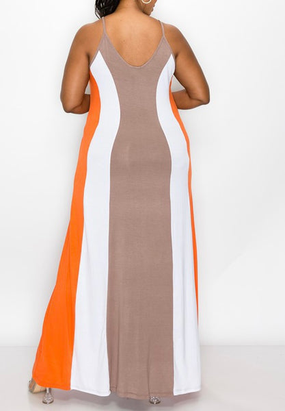 "Monica" Color Block Maxi Dress