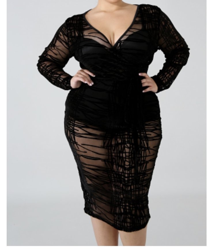 Plus Size Street Suede Body-Con Dress