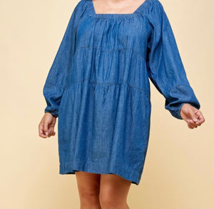 Plus Baby Doll Denim Dress