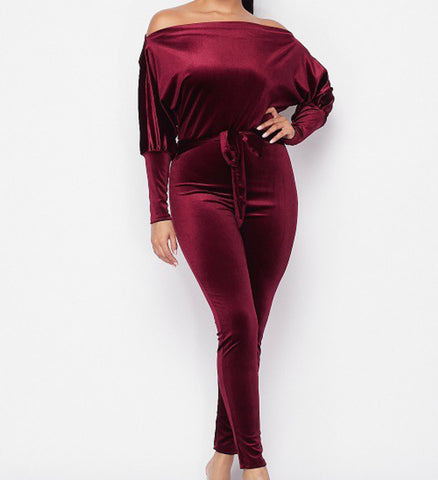 Velvet Jumpsuit with tie