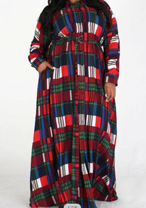 Plus "Sasha" Plaid Maxi Dress