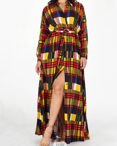 "Sasha" Plaid Maxi Dress