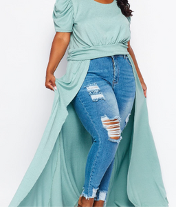 Tami Plus Size puff sleeve shirt