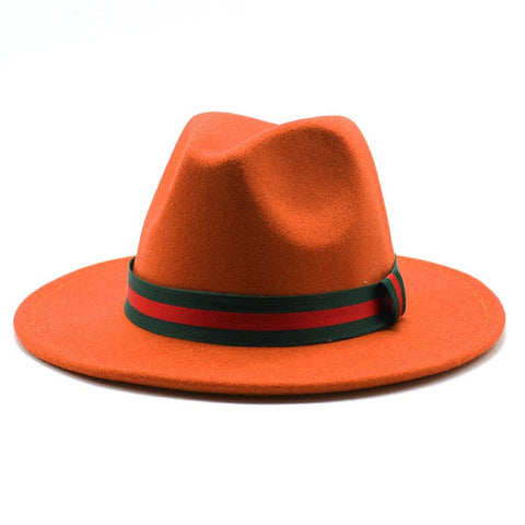 Orange Fedora with Green Red Green belt